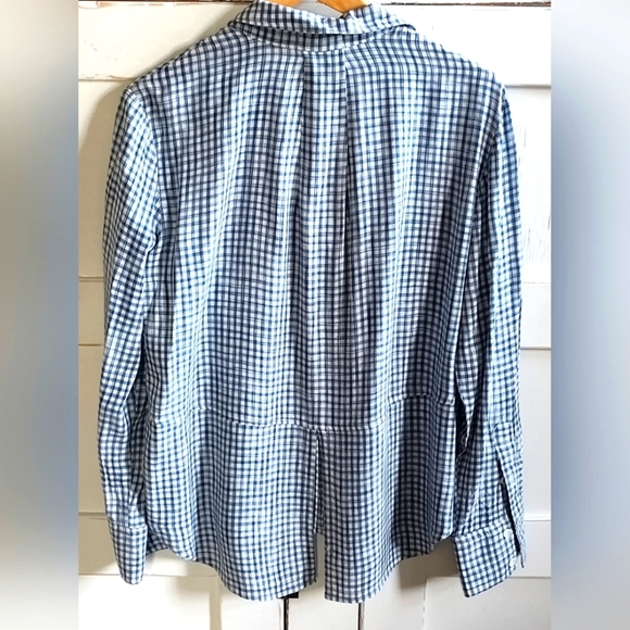 Anthropologie cloth & stone Women's Blue White Check Button Up | Long Sleeve | L - Picture 2 of 6